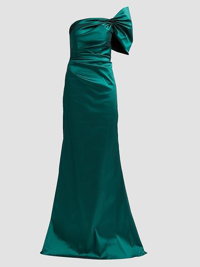 Teri Jon by Rickie Freeman Women's One Shoulder Ruched Taffeta Gown