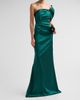 Teri Jon by Rickie Freeman Women's One Shoulder Ruched Taffeta Gown - 4