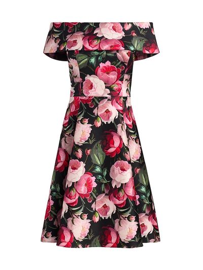 Teri Jon by Rickie Freeman Women's Peony Mikado Off-The-Shoulder Cocktail Dress
