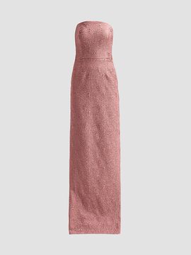 Teri Jon by Rickie Freeman Women's Textured Metallic Jacquard Strapless Column Gown