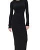 Éterne Eterne Long Sleeve Crewneck Maxi Dress Black XS - 1