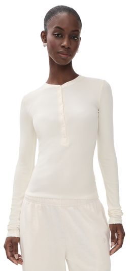 Éterne Éterne Long Sleeve Henley Top Cream