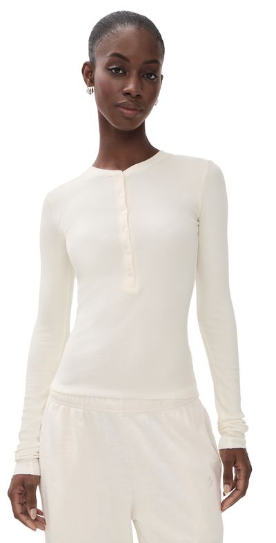 Éterne Éterne Long Sleeve Henley Top Cream
