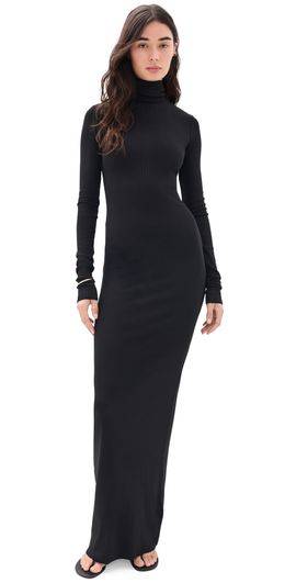 Éterne Éterne Long Sleeve Turtleneck Maxi Dress Black