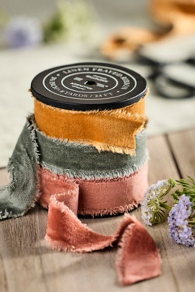 Terrain Autumn Velvet Ribbon Spools, Set of 3