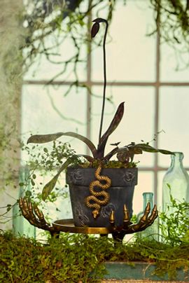 Terrain Brass Skeleton Hand Plant Stand