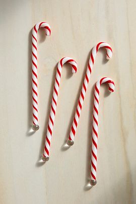 Terrain Candy Cane Drink Stirrers, Set of 4