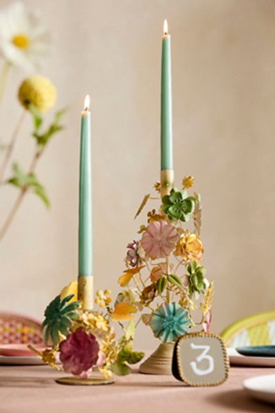 Terrain Colorful Floral Iron Taper Holder