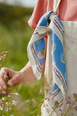 Terrain Embroidered Block Print Cotton Bandana