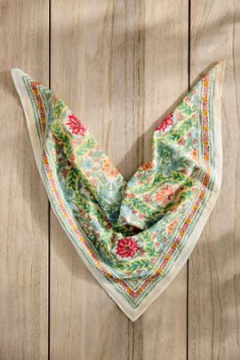 Terrain Embroidered Floral Lattice Cotton Bandana