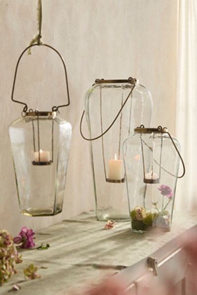 Anthropologie Faceted Glass Lantern