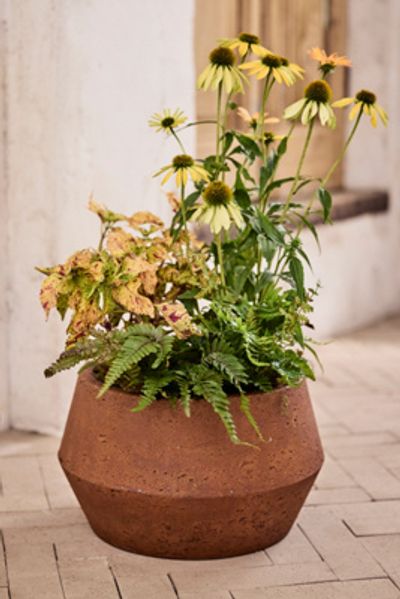 Terrain Fiber Beveled Barrel Planter, Low