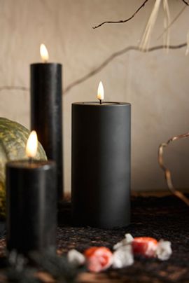 Terrain Flameless Black Outdoor Pillar Candle