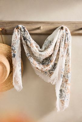 Terrain Frayed Edge Fall Floral Scarf