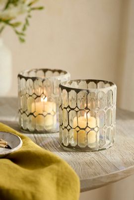 Terrain Paned Mosaic Votives, Set of 2 Clear
