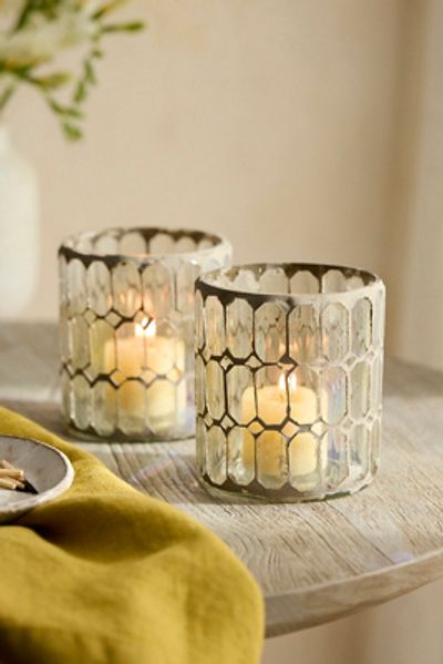Terrain Paned Mosaic Votives, Set of 2 Clear