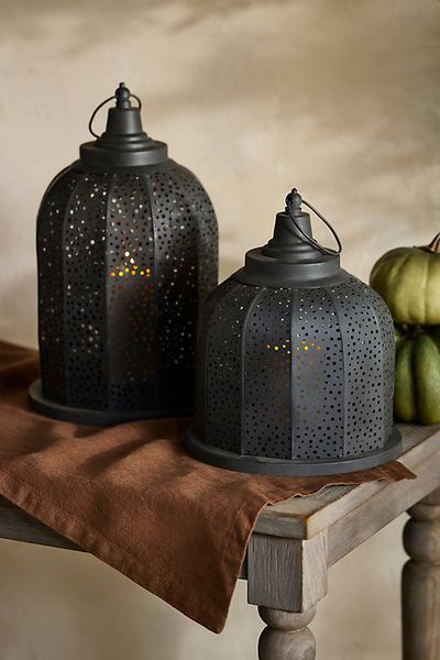 Terrain Punched Black Iron Lantern