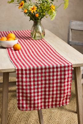 Terrain Red Gingham Linen Runner