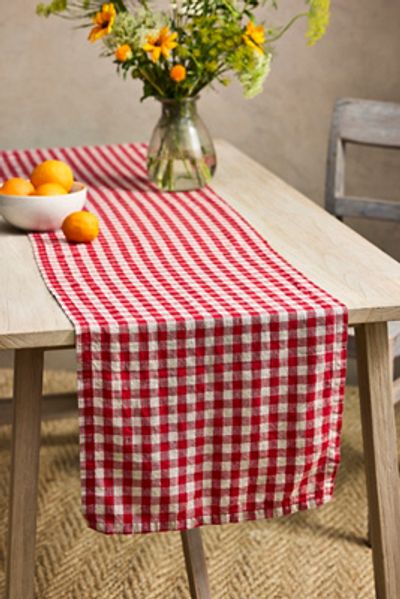 Terrain Red Gingham Linen Runner
