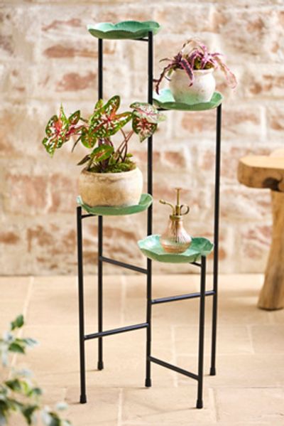 Terrain Ruffle Four-Tier Folding Iron Plant Stand