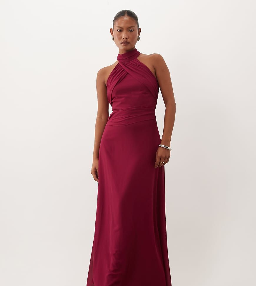 raspberry pink bridesmaid dresses TFNC Petite dark raspberry color dress