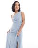 TFNC Petite TFNC Petite Bridesmaid chiffon maxi dress with wrap skirt in dusty blue - 2