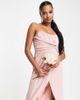 TFNC Petite TFNC Petite Bridesmaid Noee bandeau wrap dress in dusty pink-Orange - 1