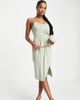 TFNC Petite TFNC Petite Bridesmaid Noee bandeau wrap dress in sage green - 1