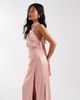 TFNC Petite TFNC Petite Bridesmaid satin halter neck wrap skirt maxi dress in pink - 2