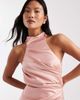 TFNC Petite TFNC Petite Bridesmaid satin halter neck wrap skirt maxi dress in pink - 4