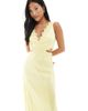 TFNC Petite TFNC Petite Bridesmaid satin maxi dress with scalloped lace detail in lemon-Yellow - 2