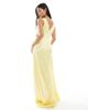 TFNC Petite TFNC Petite Bridesmaid satin maxi dress with scalloped lace detail in lemon-Yellow - 4