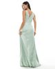 TFNC Petite TFNC Petite Bridesmaid satin maxi dress with scalloped lace detail in sage-Green - 3