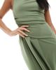 TFNC Petite TFNC Petite Bridesmaid slash neck maxi dress with ruching detail in dark green - 4