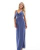 TFNC Petite TFNC Petite Bridesmaids asymmetric maxi dress with drape back in dusky blue - 1