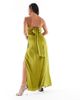 TFNC Petite TFNC Petite Bridesmaids bandeau satin maxi dress with tie back in olive-Green - 2