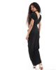 TFNC Petite TFNC Petite satin maxi dress with knot cut-out waist in black - 3