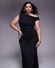 TFNC Plus TFNC Plus asymmetric midi dress with thigh slit in black - 2