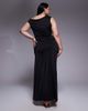 TFNC Plus TFNC Plus asymmetric midi dress with thigh slit in black - 3