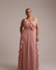 TFNC Plus TFNC Plus Bridesmaid chiffon v neck ruffle maxi dress in pink - 1