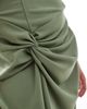 TFNC Plus TFNC Plus Bridesmaid fallen shoulders maxi dress with slit in dark green - 3