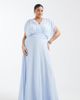 TFNC Plus TFNC Plus Bridesmaid pleated chiffon maxi dress in blue - 1