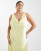 TFNC Plus TFNC Plus Bridesmaid satin cowl front and back maxi dress in butter lemon-Yellow - 2