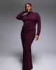 TFNC Plus TFNC Plus high neck embellished maxi dress in cherry-pink - 1