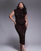 TFNC Plus TFNC Plus high neck midi dress in chocolate-Brown - 1