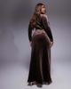 TFNC Plus TFNC Plus modest long sleeved maxi dress with slash neck in chocolate brown velvet - 4