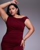 TFNC Plus TFNC Plus one shoulder midaxi dress with thigh split in cherry-pink - 2