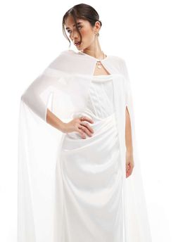 TFNC TFNC Bridal chiffon maxi cape in white