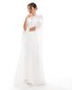 TFNC TFNC Bridal chiffon maxi cape in white - 4