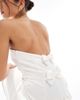 TFNC TFNC Bridal satin bandeau maxi dress with bow back detail in white - 4